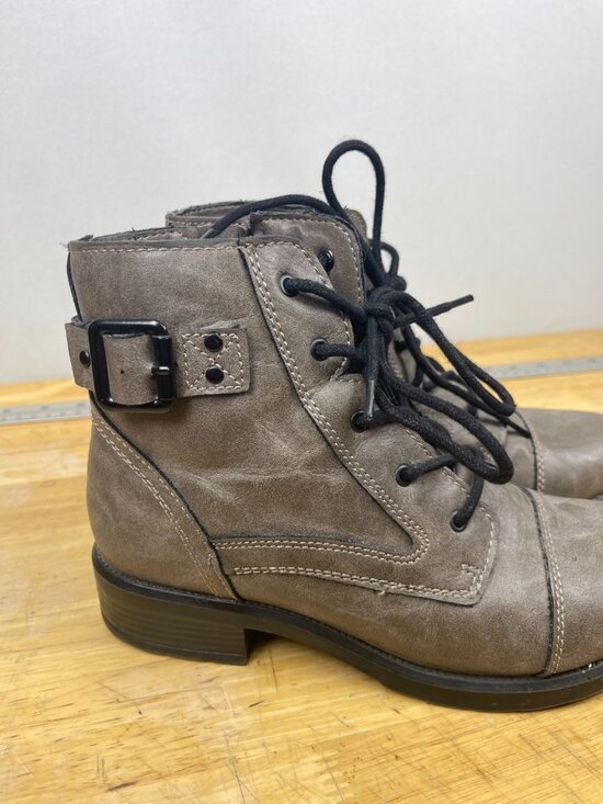 Madden Girl Shoes - Madden Girl Women’s Gray Moto Ankle Boots Side Zip Buckle Lace Up